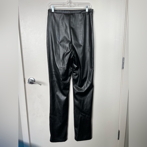 Black Faux Leather Seam Detail Split Hem Pants - Pretty Little Thing - Picture 4 of 4